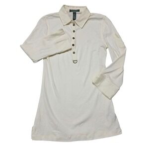 Lauren Ralph Lauren Womens Cream Long Sleeve Polo Shirt Size S